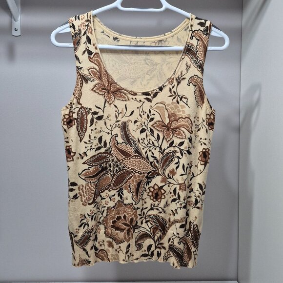 Emma James two piece cardigan with matching sleeveless top in beige/brown tones - Picture 2 of 2